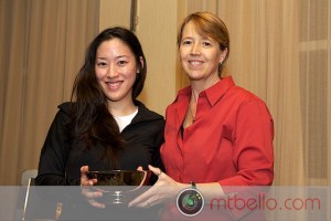 Princeton coach Gail Ramsay presents the 2011 Most Improved Team Award to Columbia captain Anne Cheng
