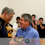Paul Assaiante (Trinity) accepting the Potter Cup from Tournament Director Craig Thorpe-Clark