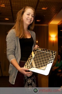 Amherst's Mimi Bell accepts the 2011 Wetzel Award (Best Senior Player to Learn Squash in College)
