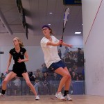 1 2013 College Squash Individual Championships: Catalina Pelaez (Trinity) and Michelle Gemmell (Harvard)