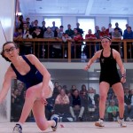 2012 College Squash Individual Championships: Amanda Sobhy (Harvard) and Millie Tomlinson (Yale)